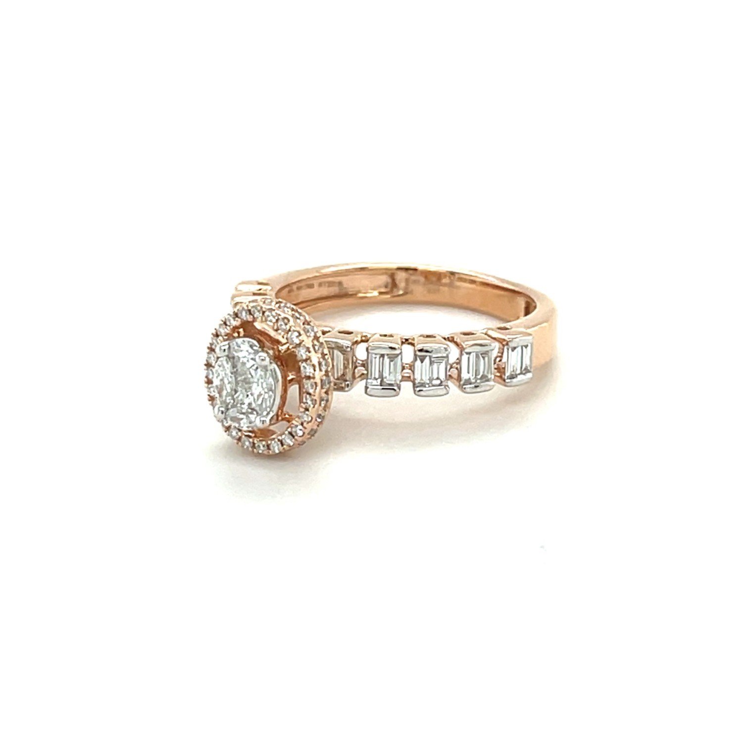 Radiant Cut Diamond Halo Ring in Rose Gold